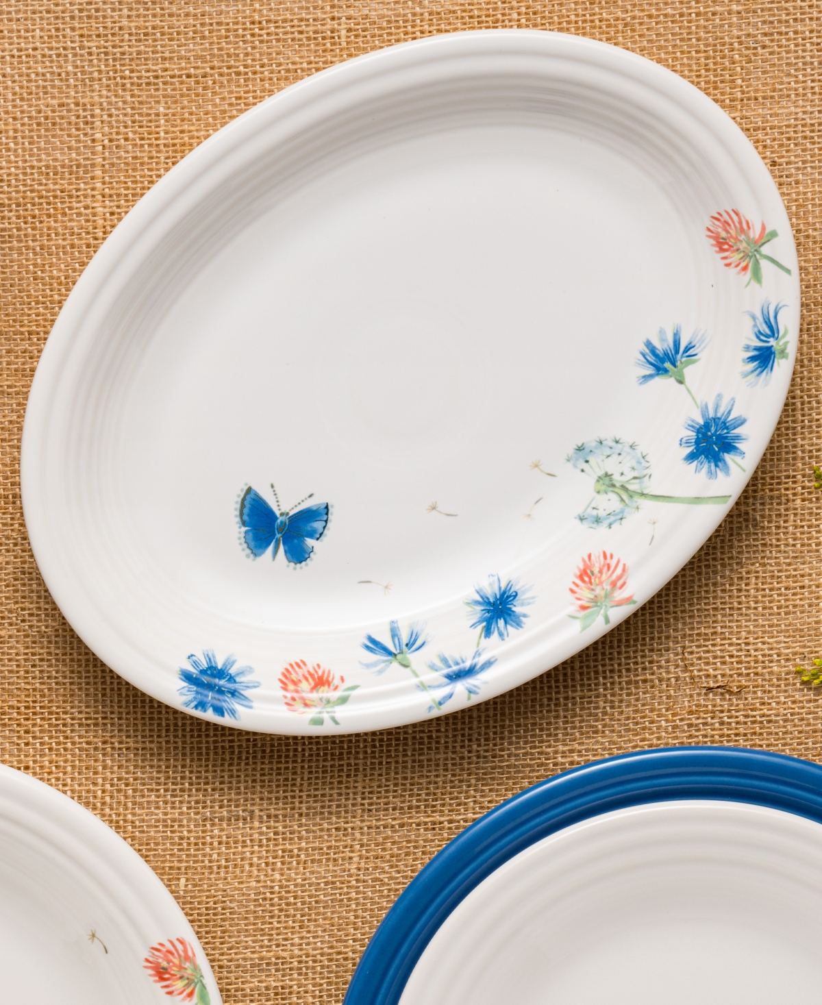 Fiesta Breezy Floral Oval Platter In Multi Color Design With  Colors