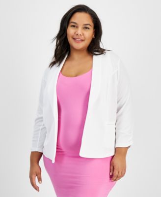 Trendy Plus Size Knit Drape-Front Blazer, Created for Macy's