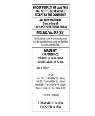 Visco 4" Memory Foam Mattress Topper, Full