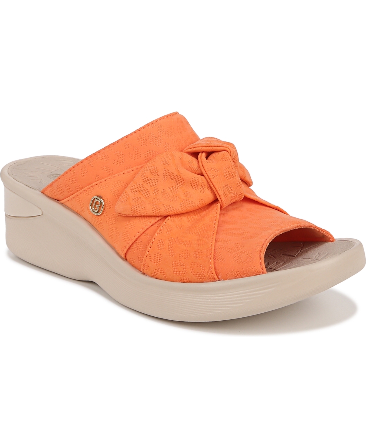 Shop Bzees Smile Washable Slide Wedge Sandals In Orange Fabric