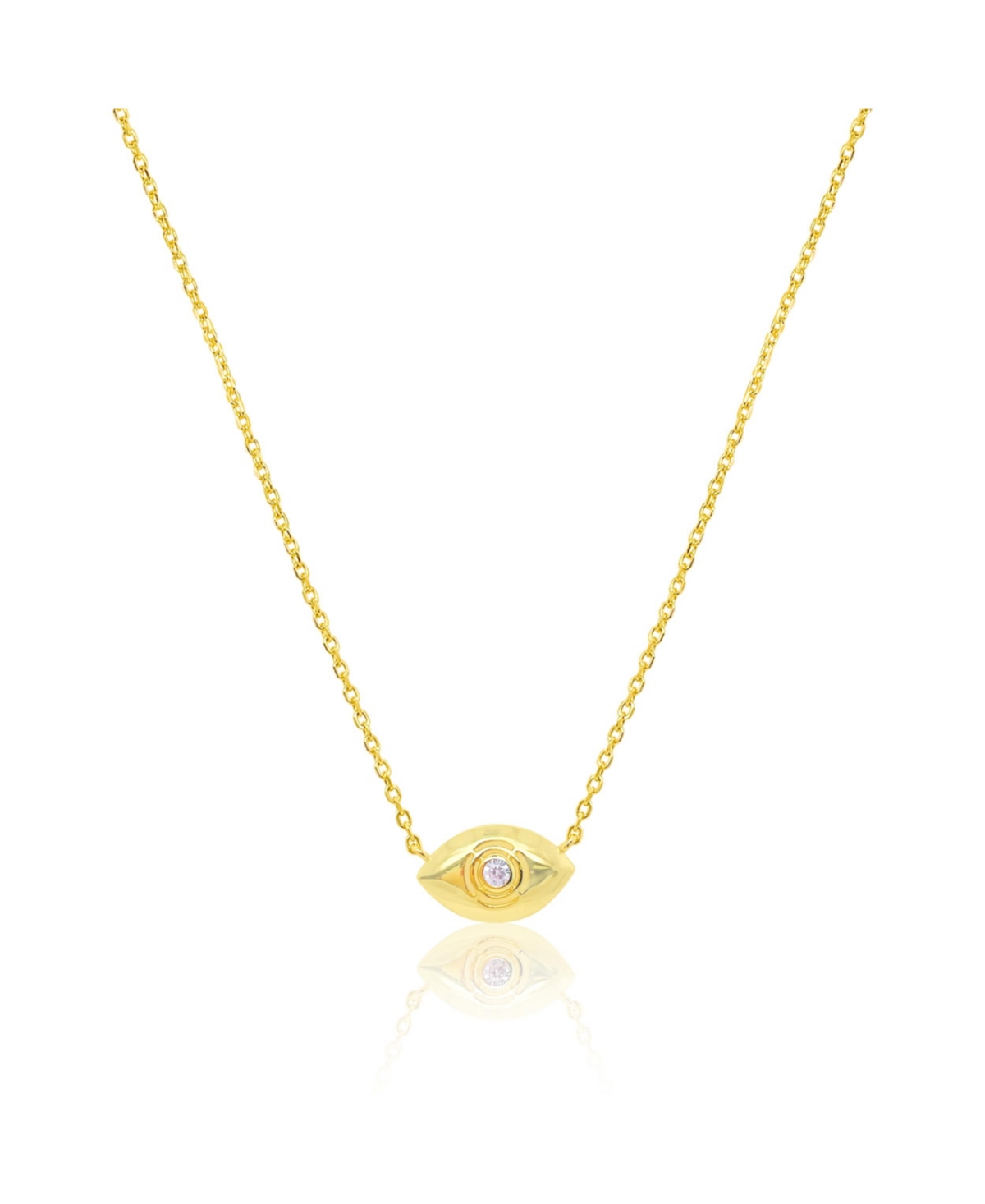 Yellow Gold Tone Evil Eye and Cz Necklace - Yellow