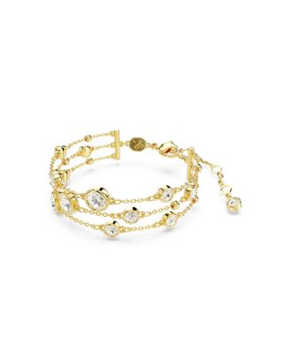 Round Cut, White, Gold-Tone Imber Wide Bracelet