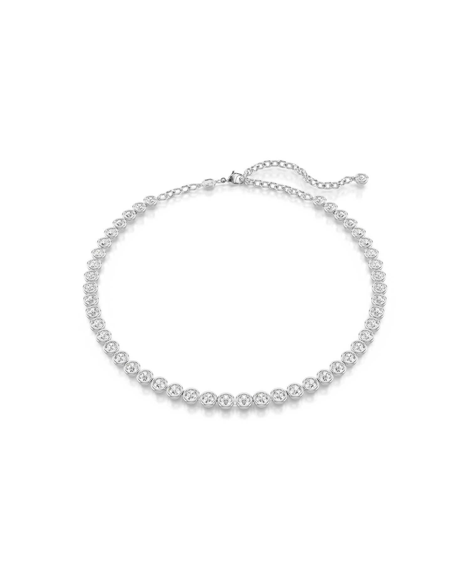 Round Cut, White, Rhodium Plated Imber Tennis Necklace