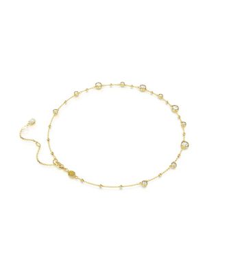 Round Cut, Scattered Design, White, Gold-Tone Imber Necklace