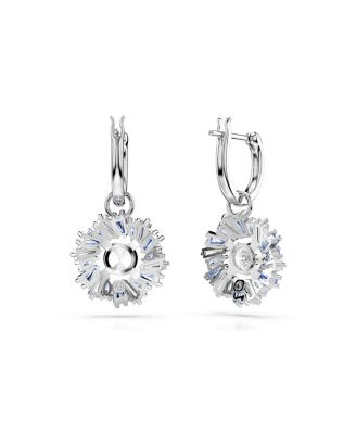 Swarovski Flower, Blue, Rhodium Plated Idyllia Drop Earrings