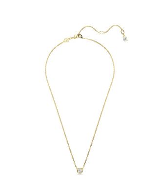 Round Cut, White, Gold-Tone Imber Pendant Necklace