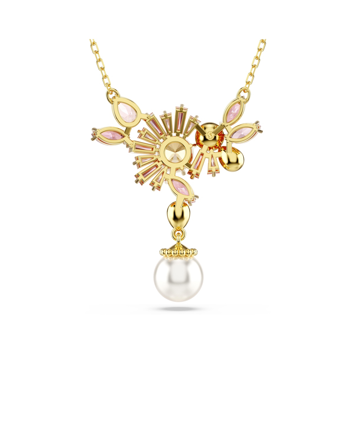 Shop Swarovski Mixed Cuts, Crystal  Imitation Pearl, Flower, Pink, Gold-tone Gema Pendant Necklace