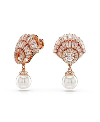 Shell, White, Rose Gold-Tone Idyllia Drop Earrings
