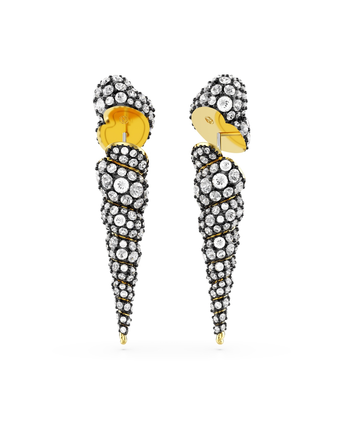 Swarovski Asymmetrical Design, Round Cut, Shell, White, Mixed Metal Finish Idyllia Drop Earrings