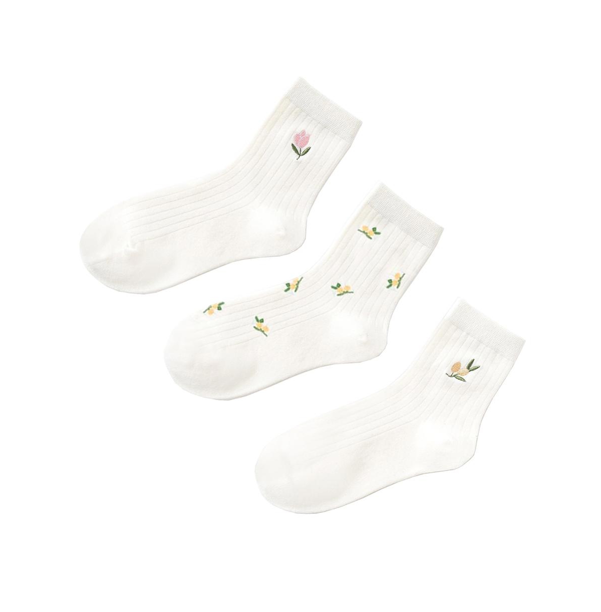 Stems Floral Print Three Pack socks