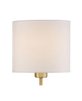 Amidon Modern Wall Lamp Warm Brass Metal Plug-in 8" Light Fixture White Fabric Drum Shade for Bedroom Reading Living Room House Home