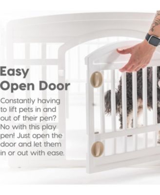 USA 24" Exercise 6-Panel Pet Playpen with Door, Dog Cat Playpen For Puppy Small Dogs Keep Pets Secure Easy Assemble Easy Storing Customizable Non-Skid Rubber Feet, White