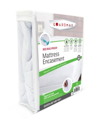 Queen Waterproof Mattress Protector Encasement with Zipper, Pockets Stretch up to 18 inches- White