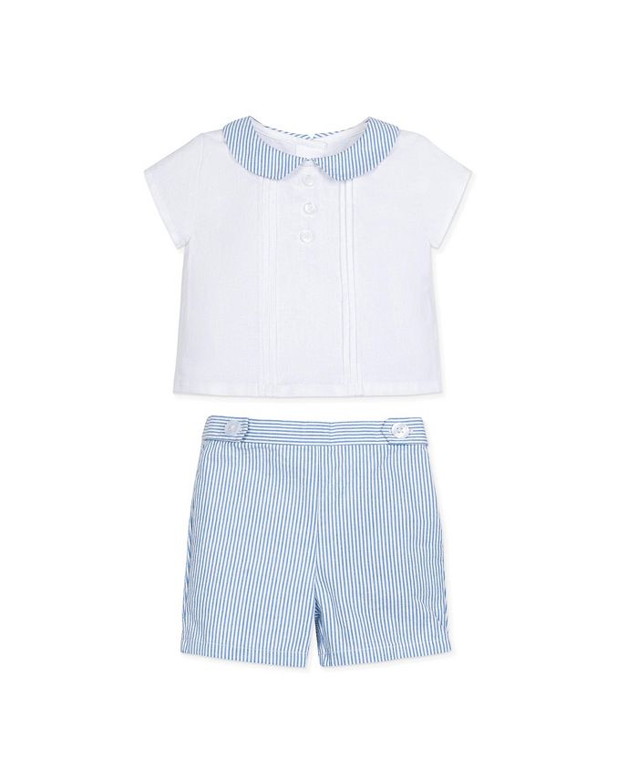 Hope & Henry Layette Baby Boy Peter Pan Shirt and Short 2-Piece Set ...