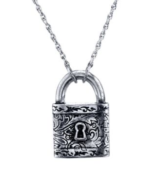 Silver-Tone Lock Pendant Necklace