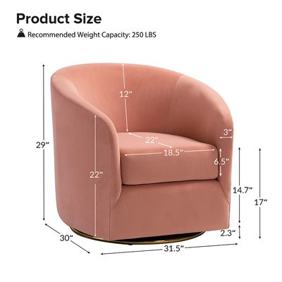 Swivel Accent Chair with Gold Metal Base for Living Room Nursery