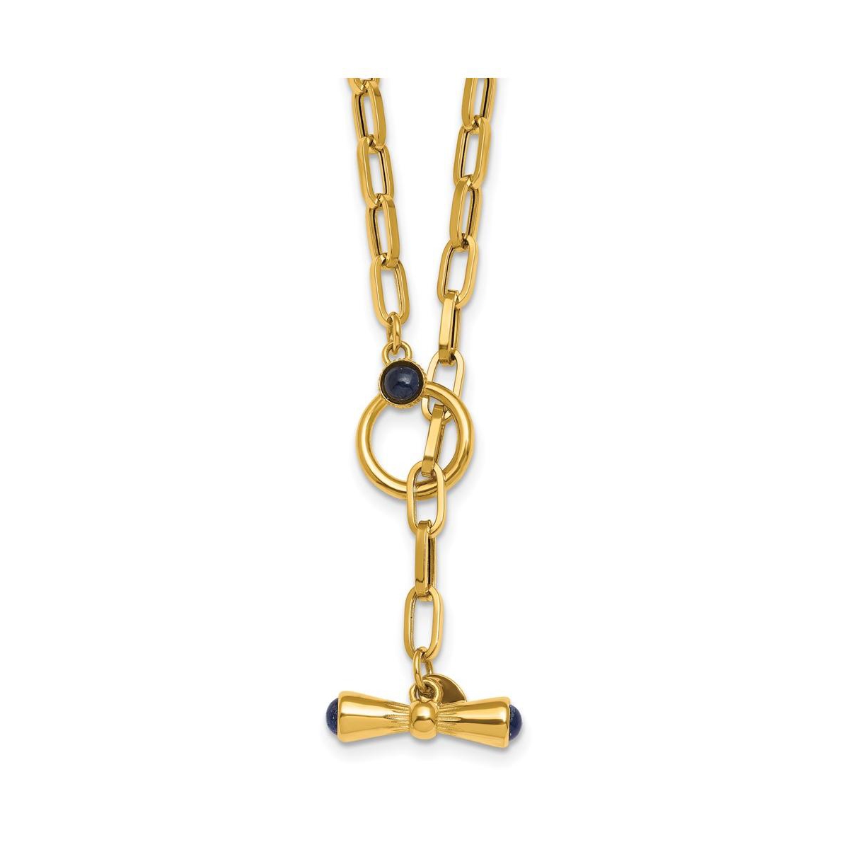 18k Yellow Gold Sapphire Fancy Link 18" Toggle Necklace - Gold