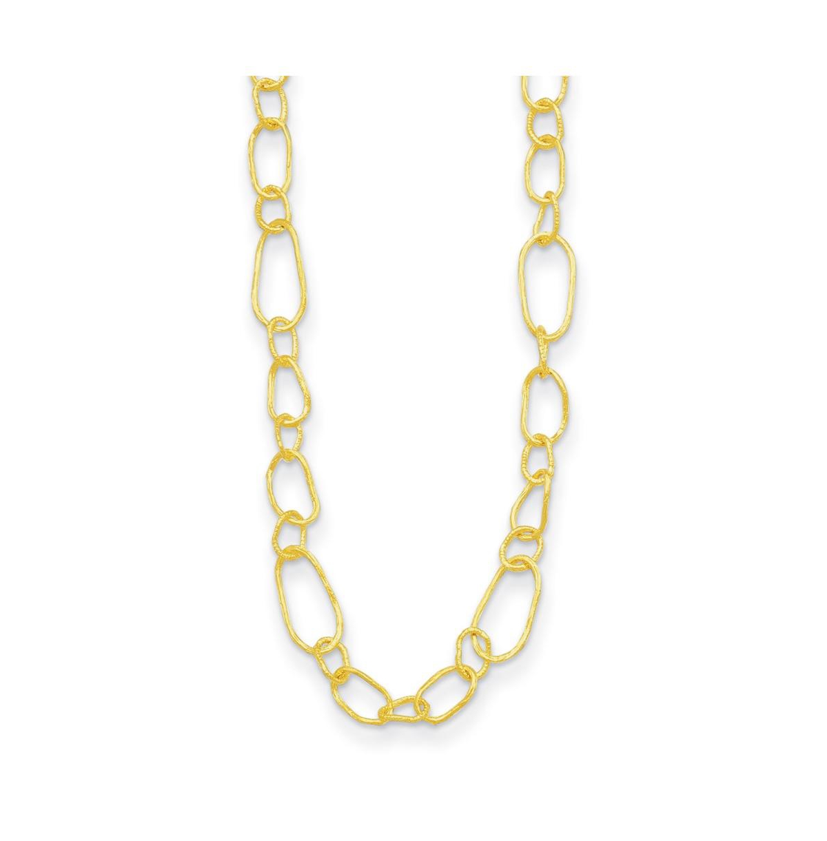 18k Yellow Gold Textured Fancy Link Necklace - Gold