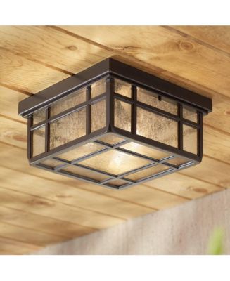 Sierra Craftsman Rustic Flush-Mount Outdoor Ceiling Light Rubbed Bronze ...