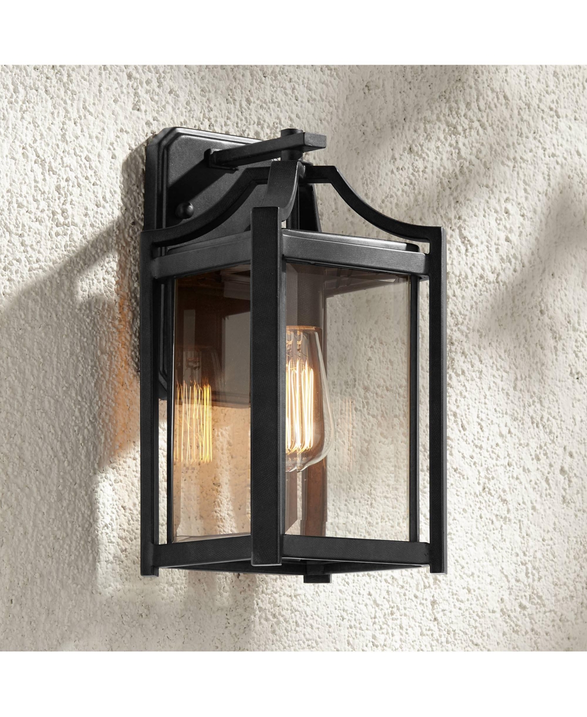 Rockford Farmhouse Rustic Outdoor Wall Light Fixture Bronze Iron 12 1/2" Clear Beveled Glass Panel for Exterior House Porch Patio Outside Deck Garage