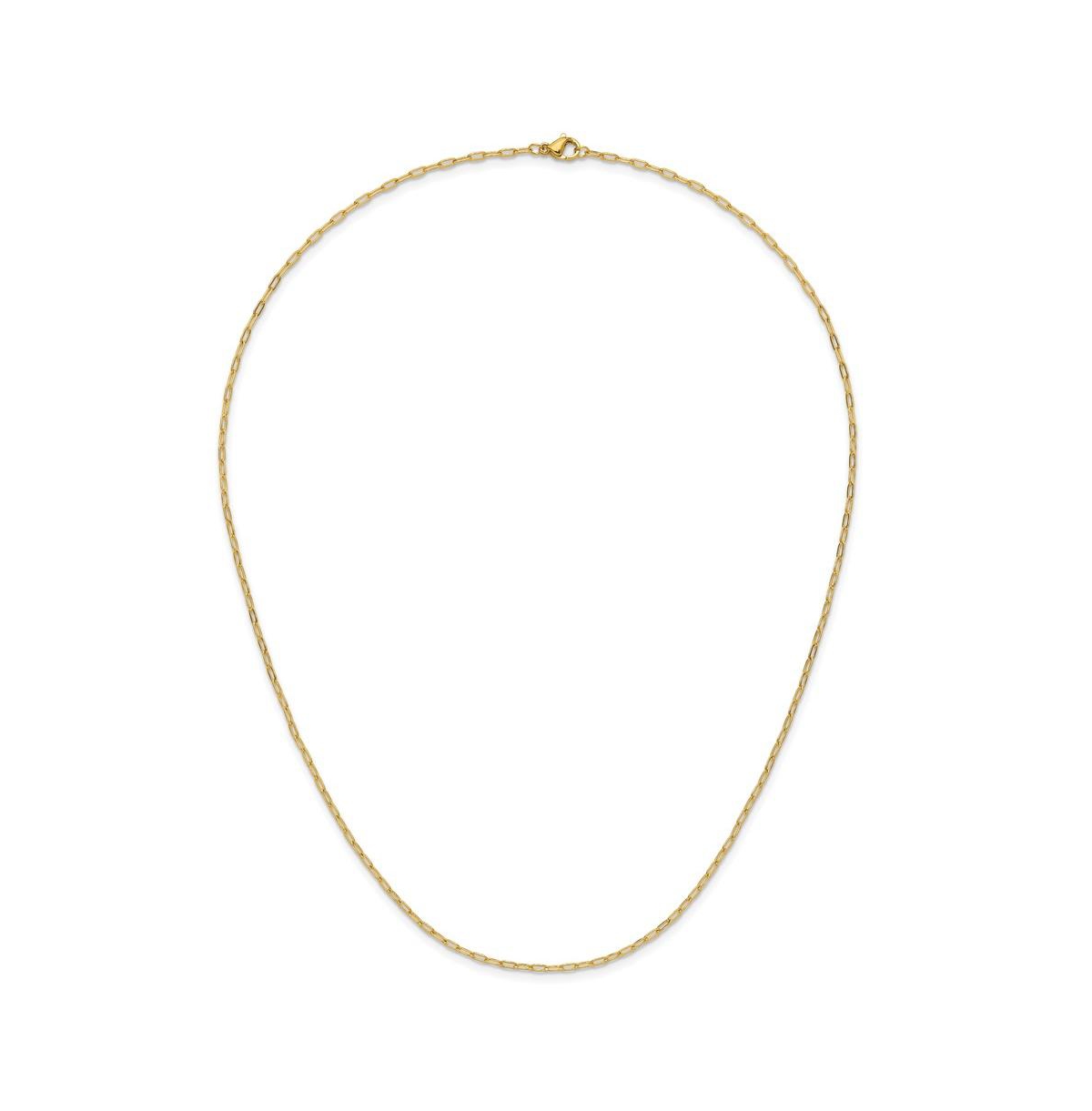 Yellow Ip-plated Elongated Open Link Paperclip Chain Necklace - Yellow