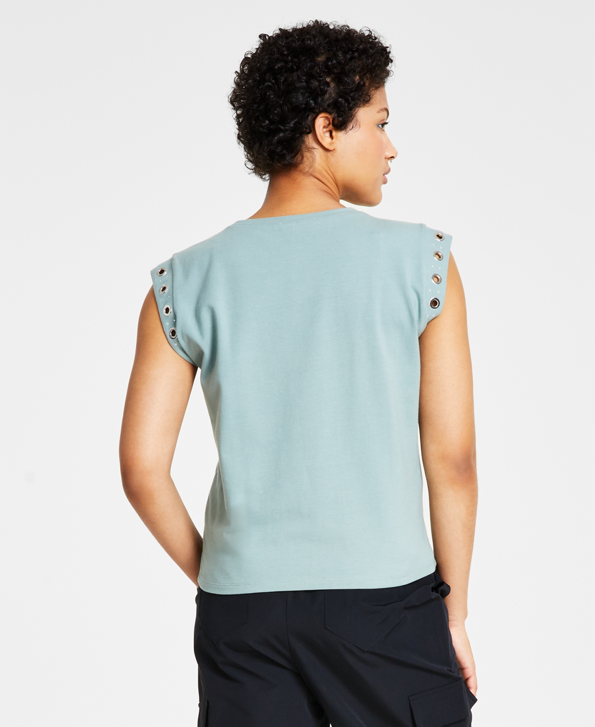 Shop Bar Iii Women's Grommet Muscle T-shirt, Created For Macy's In Clean Cornflower