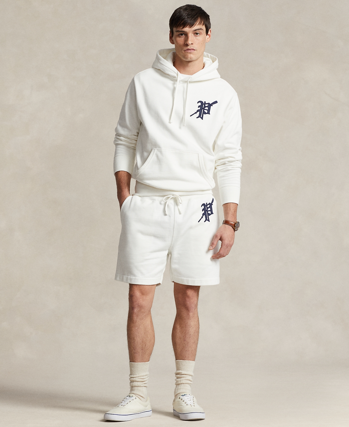 Shop Polo Ralph Lauren Men's 6-inch Graphic Lightweight Fleece Shorts In Nevis