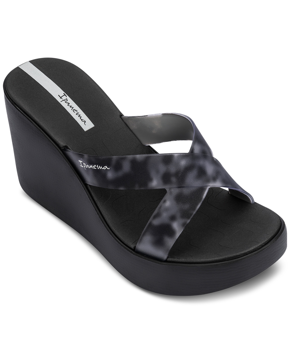 Shop Ipanema High Fashion Fem Platform Wedge Slide Sandals In Black,grey