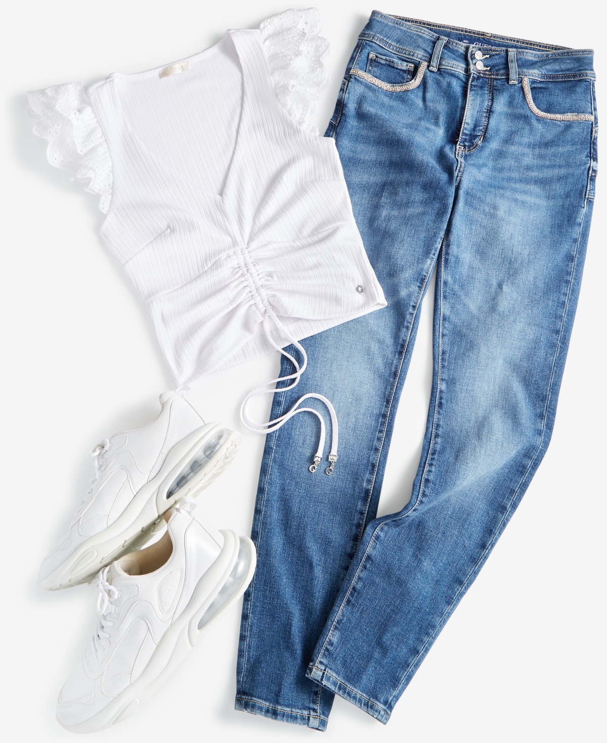 Guess Women's Rhinestone Trimmed Skinny Ankle Jeans