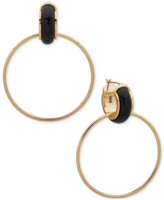DKNY - Gold-Tone Large Ring Charm Color Tubular Hoop Earrings