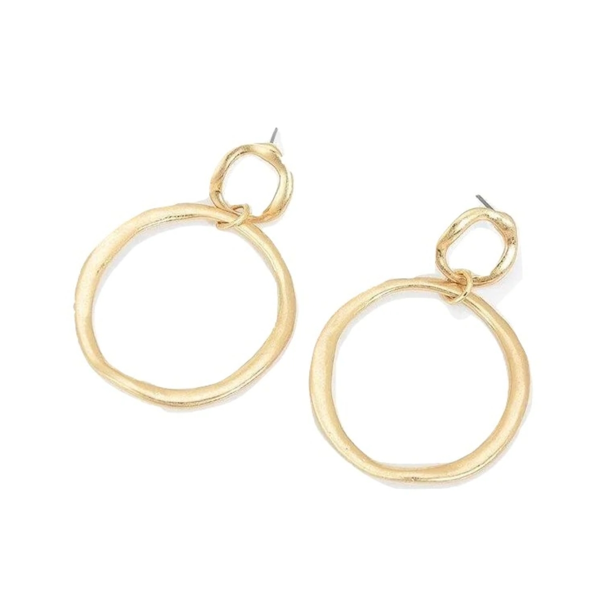 Double Hoop Dangle Earrings - Gold