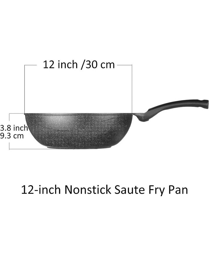 Cook N Home Nonstick Deep Frying Pan Saute Pan Skillet 12 Inch, Marble