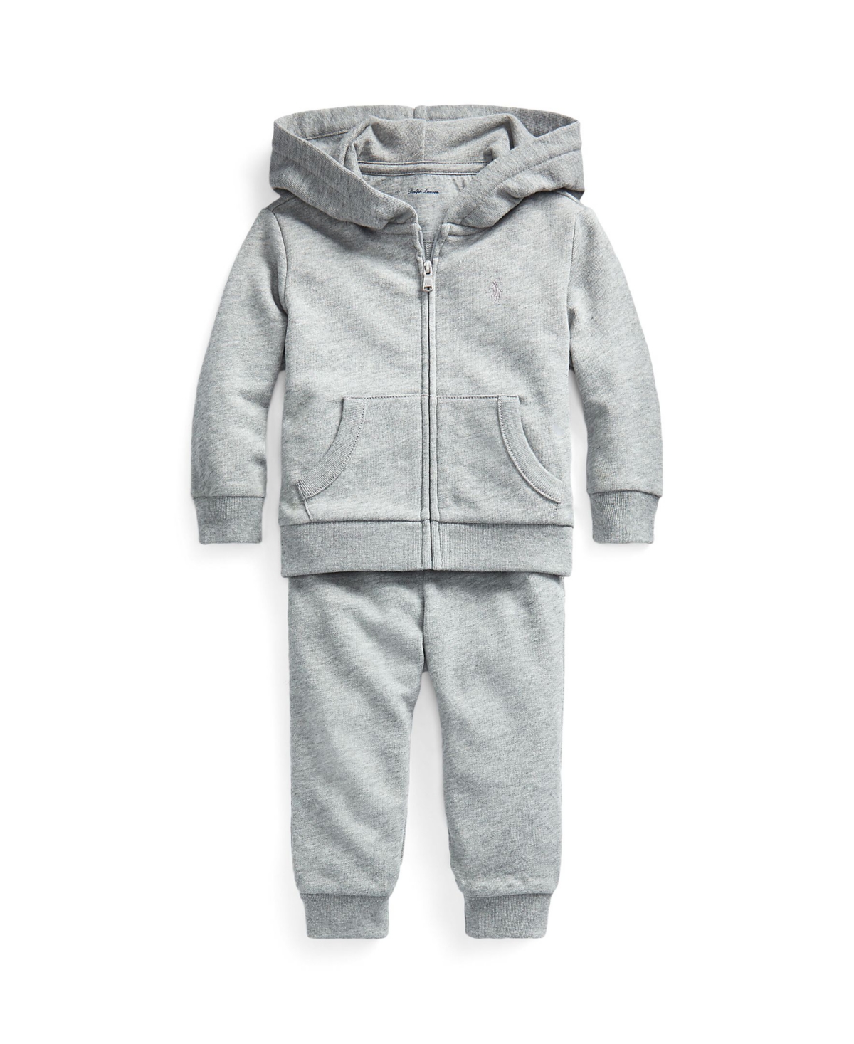 Polo Ralph Lauren Baby Girls Or Boys French Terry Hoodie And Pants Set In Light Grey Heather