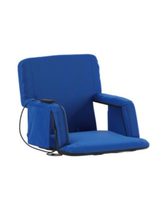 heated reclining with armrests, padded polyester, portable stadium chair with dual pockets and backpack straps.