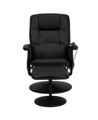 Massaging Multi-Position Recliner With Deep Side Pockets And Ottoman With Wrapped Base