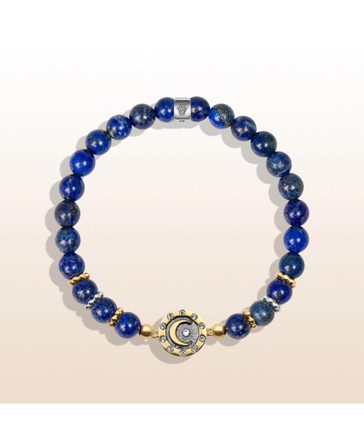 Illuminating Energy - Lapis Moon Charm Bracelet - Blue/gold/silver