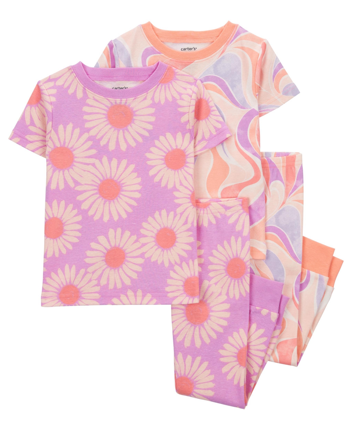 Carter's Babies' Toddler  Toddler Girls Daisy 100% Snug Fit Cotton Pajamas, 4 Piece Set In Purple