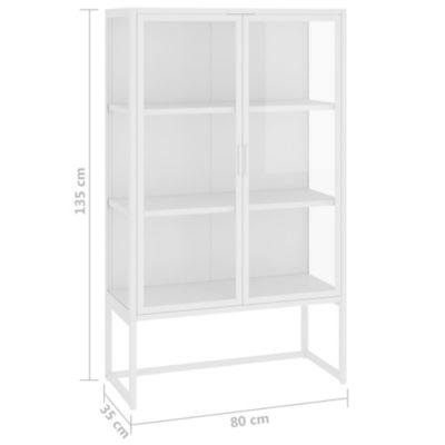 Highboard White 31.5"x13.8"x53.1" Steel and Tempered Glass