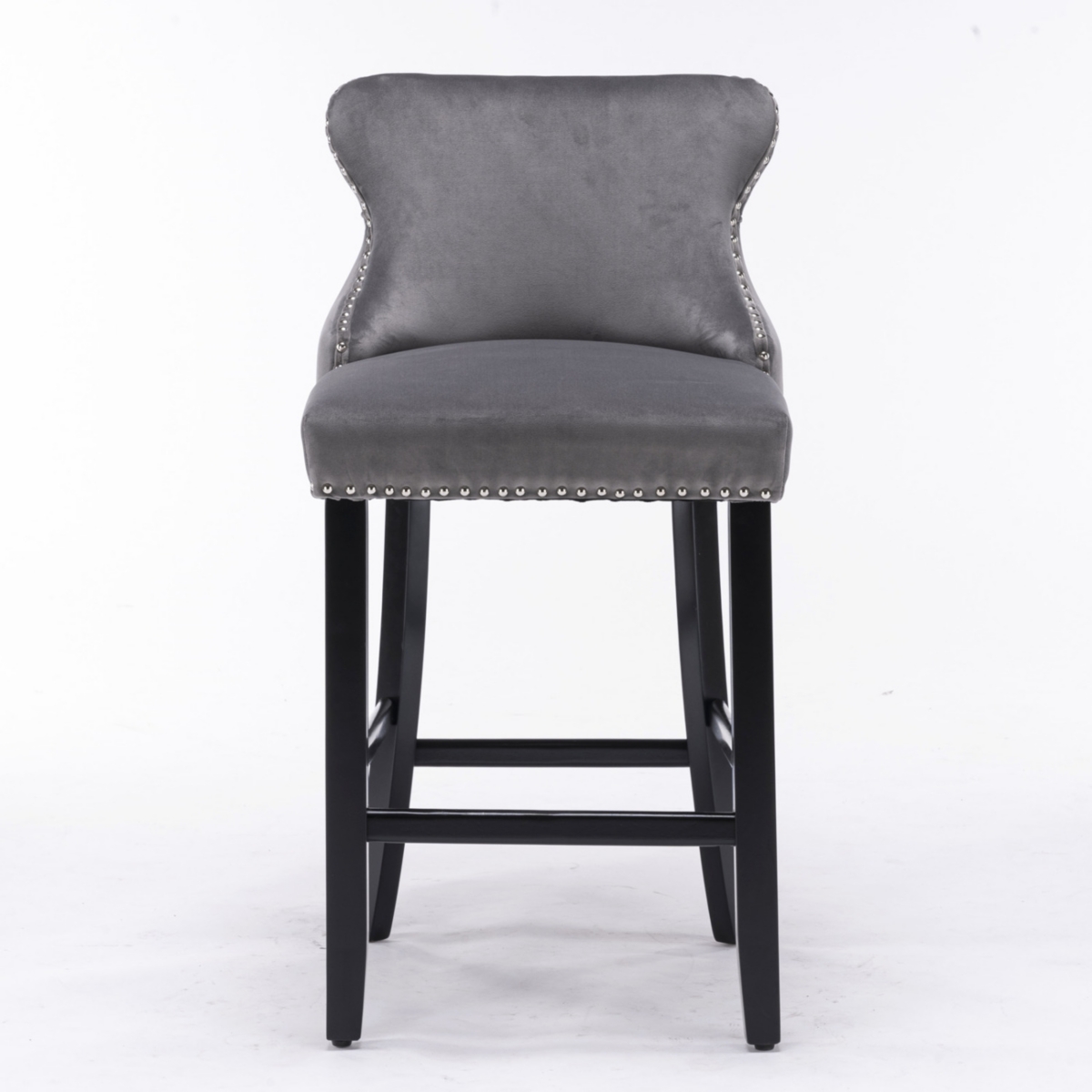 Streamdale Furniture Gray Velvet Wingback Bar Stools, Set of 2