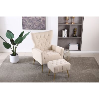 Modern Accent Chair with Ottoman