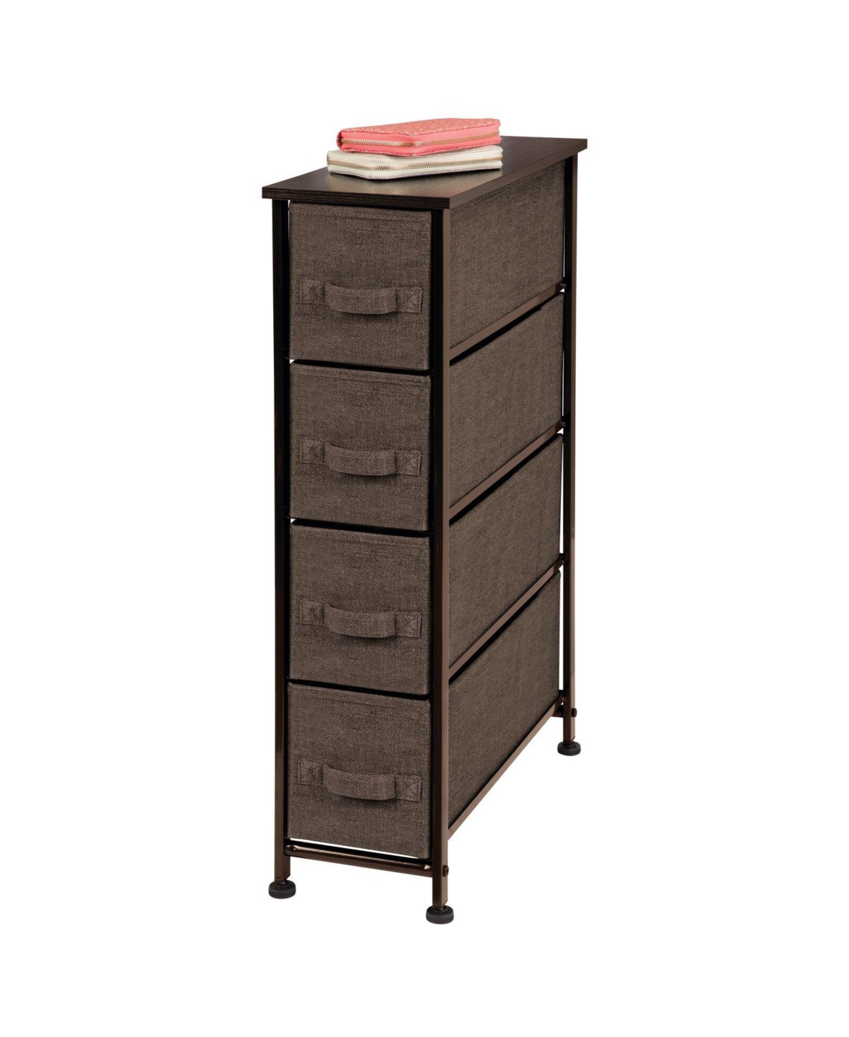 Narrow Dresser Storage Tower Stand with 4 Removable Fabric Drawers - Espresso