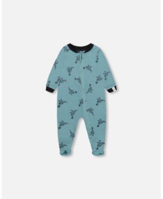 Deux Par Deux Organic Cotton One Piece Pajama - Printed Dinosaurs