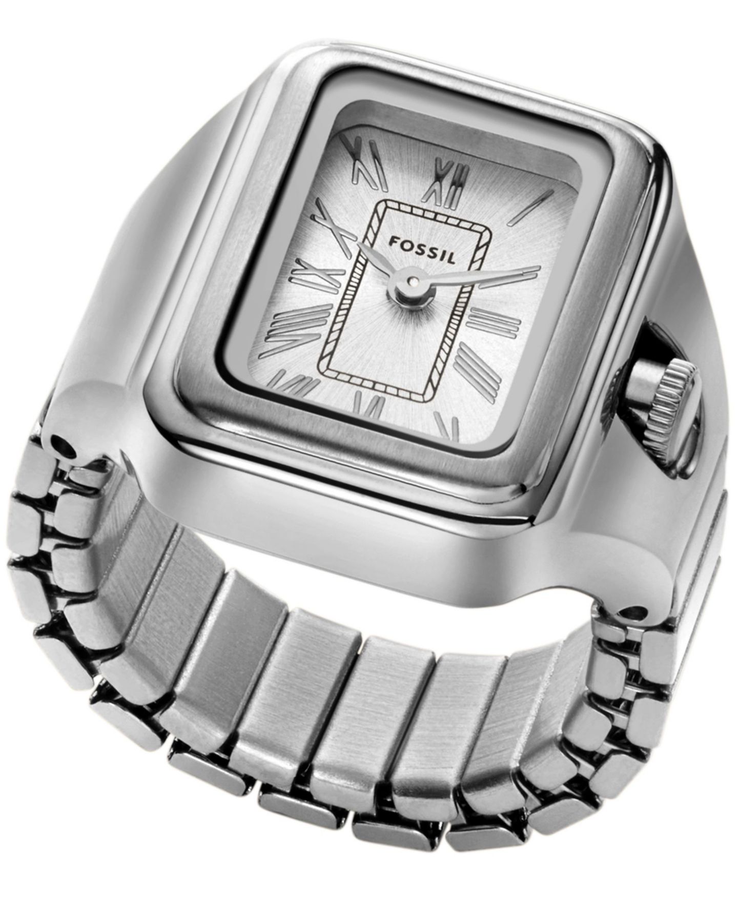 Женские часы Fossil Raquel Two-Hand Silver-Tone Stainless Steel Ring Watch 14mm — фото 1