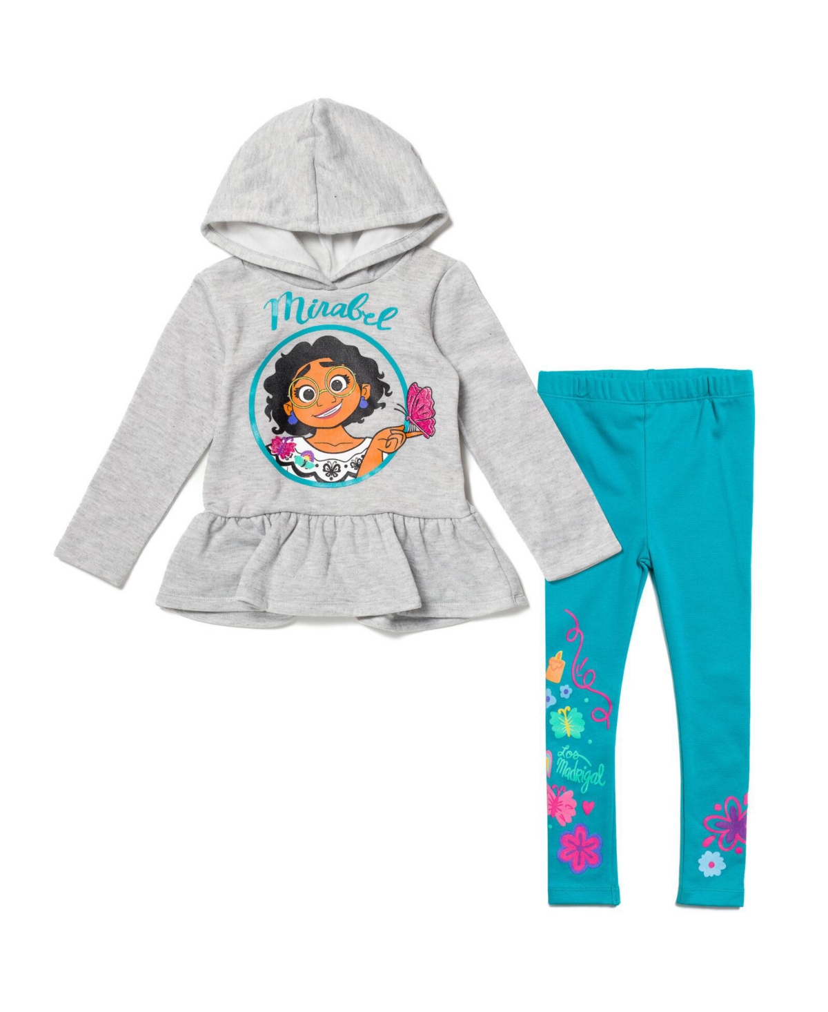 Disney Little Girls Encanto Mirabel Fashion Pullover Fleece Hoodie Legging to -/ gray