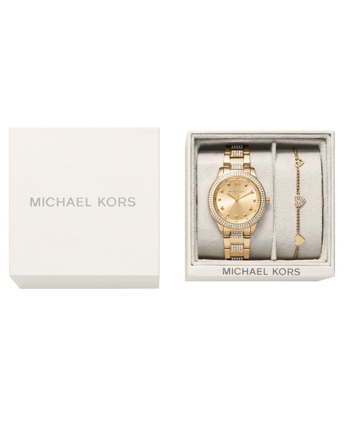 Michael Kors Women's Tibby Three-Hand Gold-Tone Stainless Steel Watch 34mm and Bracelet Gift Set