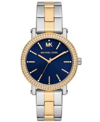 Michael Kors Women s Corey Three Hand Two Tone Stainless Steel Watch 38mm Macy s