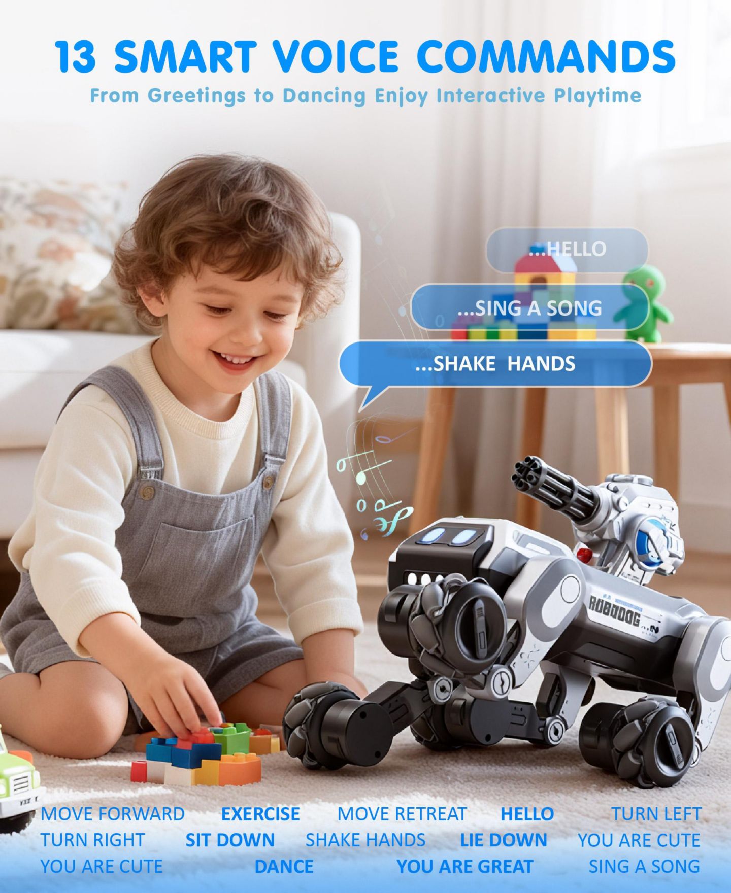 Детская игрушка SUGIFT Intelligent RC Robot Dog Toy with Voice Control LED Lights and Touch Sensors — фото 2