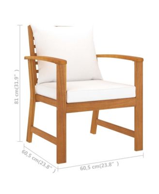 Patio Chairs 2 pcs with Cream Cushion Solid Acacia Wood