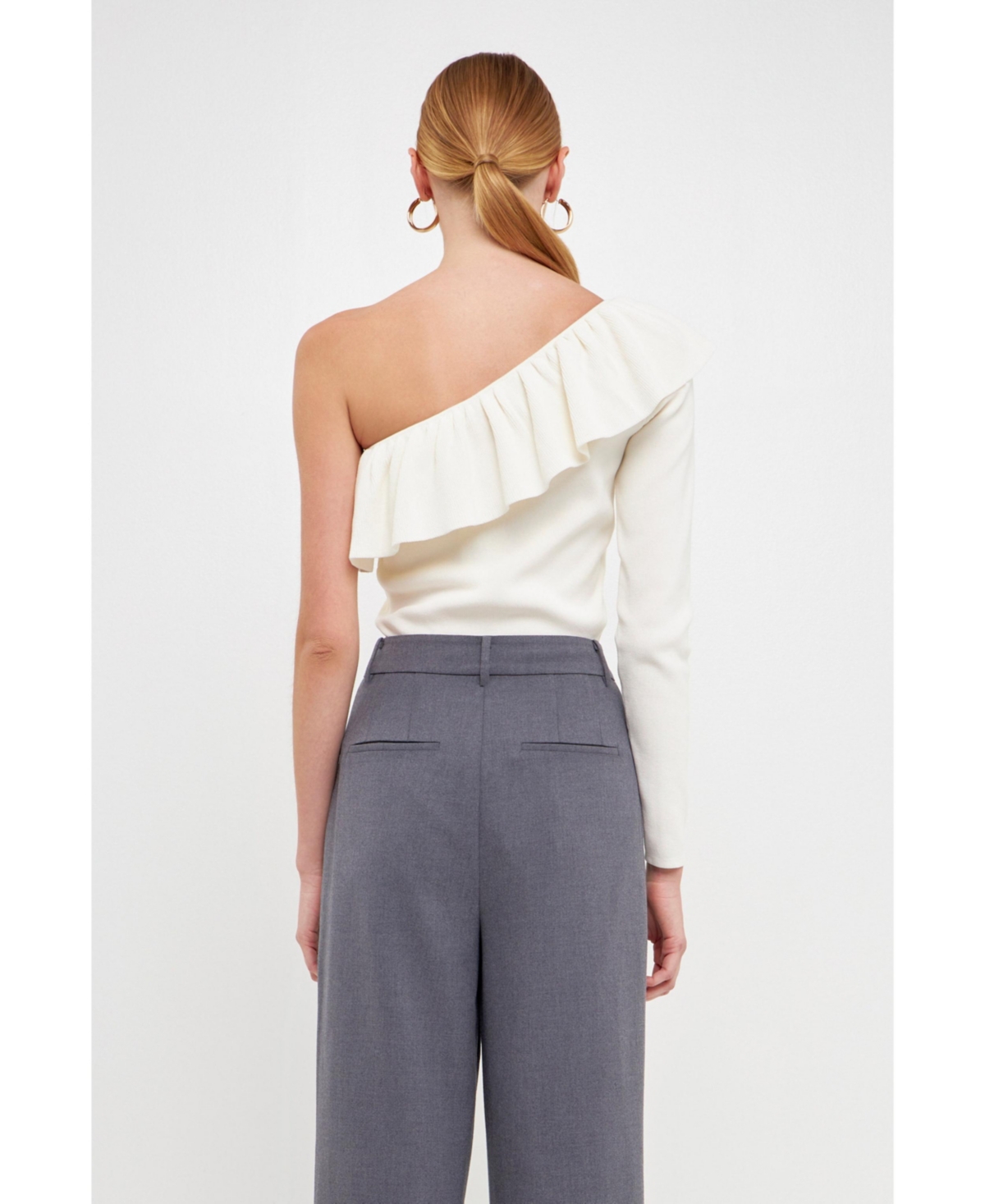 Women's One Shoulder Top With Ruffle