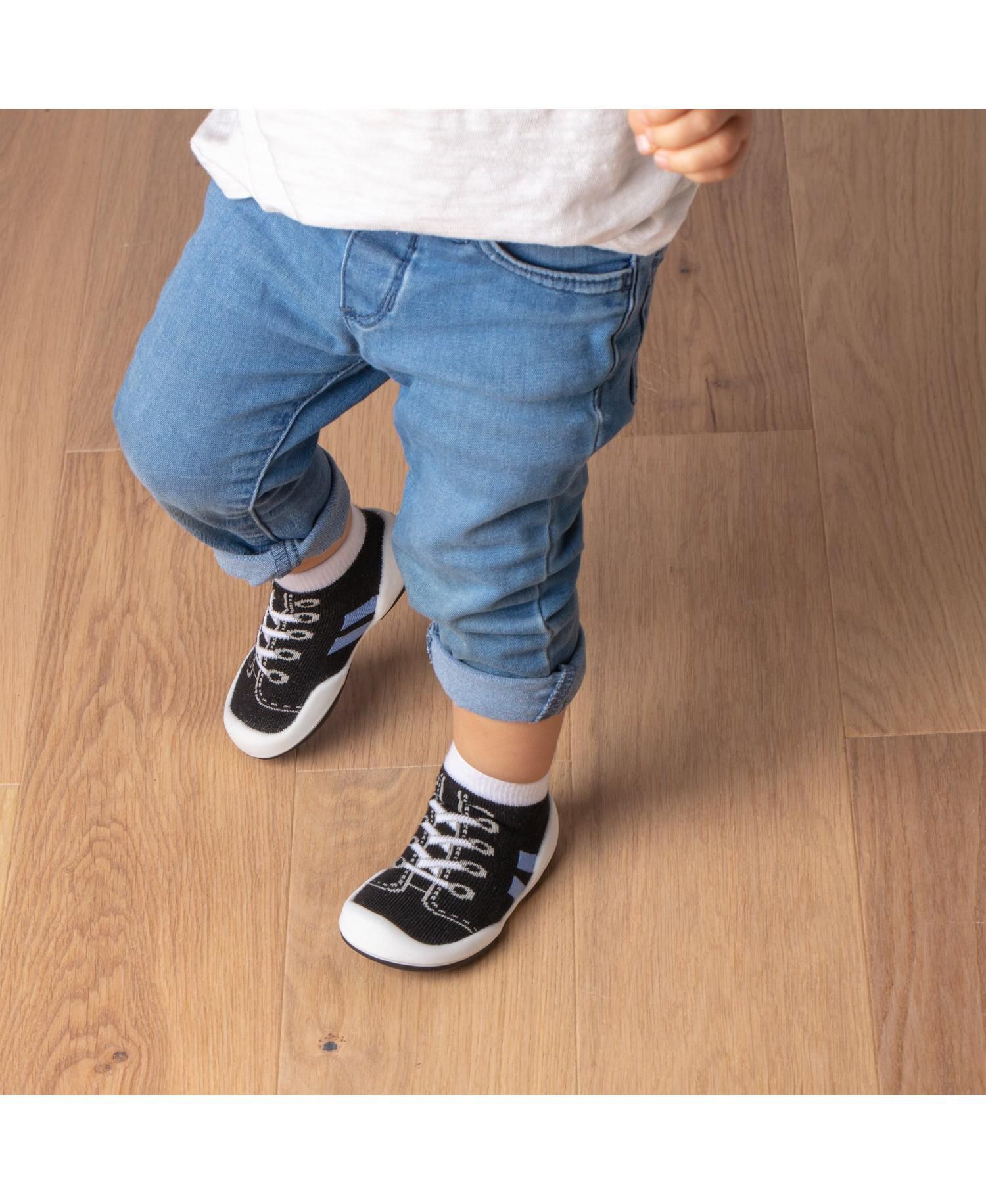 Infant Girl Boy First Walk Sock Shoes Runner - Black